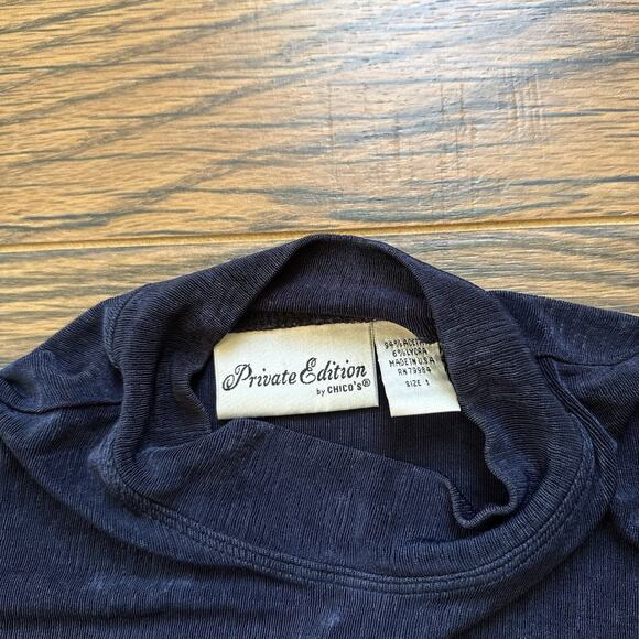 Vintage Chico’s Private Edition Blue Mock Neck Tank & Maxi Skirt Set Size 1 - Picture 4 of 8